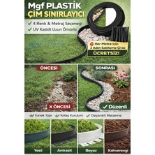 Mgf Plast Mgf YEŞİL Çim Ayırıcı | Esnek Çim Sınırlayıcı Peyzaj Bordürü Taş Toprak Ayırma Bariyeri + Sabitleme Çivili
