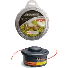 Johnser Motorlu Tırpan  Otomatik Misina Başlığı Pro - Universal + Ibeltech 3.5 mm Çelik Telli Güçlendirilmiş Profesyonel Tırpan Misinası (28 Metre) – Yoğun Ot & Çalı Temizliği Için Dayanıklı Set