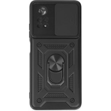 Senka Po X4 Pro 5g Kılıf Pars Lens Yüzüklü - Siyah