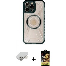 İlk El Grup Ieg™ iPhone 14 Pro Max Kutup Modern - Siyah Buffer Cam Ekran Koruyucu + Gold Band Metal Kamera Lens