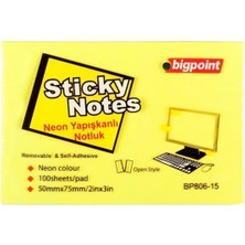  bigpoint yapışkanlı not kağıdı 75x50 mm neon sarı bp806-15 (12 li paket)