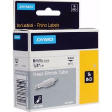 Dymo Rhinopro Isıyla Küçülen Şerit 6Mmx1,5MMetre Beyaz/Siyah 18051