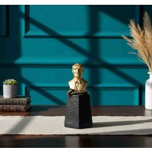 Home Art Paris Mustafa Kemal Atatürk Büst Heykeli - Imzalı Kaideli Masa Dekoru Minyatür Heykel 15 cm