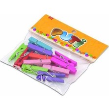 Puti Ahşap Büyük Mandal Renkli 8801 (12 Li Paket)