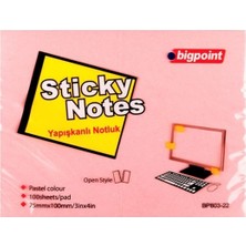  bigpoint yapışkanlı not kağıdı 75x100 mm pembe bp803-22 (12 li paket)
