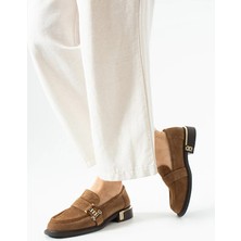 Dericia Shoes Velvet Hakiki Deri Süet Günlük Rahat Kadın Loafer Ayakkabı