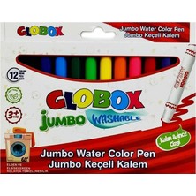 Globox Jumbo Yıkanabilir Keçeli Kalem 12 Renk 3379 Kalın ve İnce Çizgi Özelliği ile