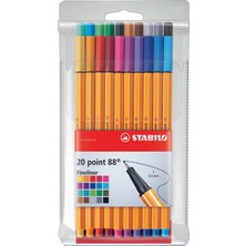 Stabilo Keçe Uçlu İnce Fineliner Kalem 88 Point 0.4 Mm 20 Renk Askılı Paket 8820