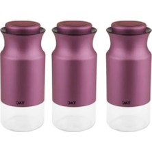 Esranın Dünyası 3 Parça Orta Boy Mor Baharatlık Seti - Vakumlu Kapak