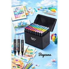 Beyzana 60’lı Çift Taraflı Art Marker Kalem Seti Çanta (Stantlı)