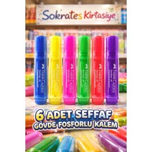 6 Adet Faber Şeffaf Gövde Fosforlu Kalem