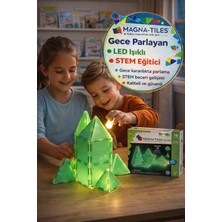 Toyfest Magna-Tiles Glow 16 Parça Manyetik Yapı Seti Gece Parlayan LED Işıklı Stem Oyuncak