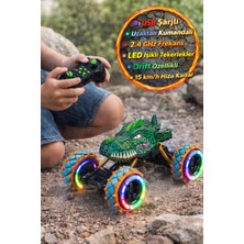 Toyfest USB Şarjlı Kumandalı Drift Dinozor Araba 1:14 2.4 Ghz Işıklı Hızlı Uzaktan Kontrollü Oyuncak Araba