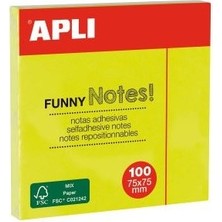  aplı yapışkanlı not kağıdı sarı funny 100 yaprak 75x75 11897 (12 li paket)