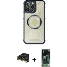 İlk El Grup Ieg™ iPhone 14 Pro Kutup Modern - Siyah 360 Mat Full Body Arka Koruyucu + Gold Raze Metal Kamera Lens