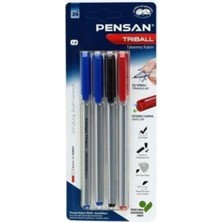 Pensan Tükenmez Kalem Triball 4 Lü Set (Mavi-Siyah-Kırmızı)