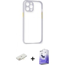 İlk El Grup Ieg™ iPhone 12 Nova Asil Özel Seri - Siyah Bilvis 5in1 5d Magic Hayalet Cam Ekran Koruyucu + Sarı Renkli Kamera Lens Koruma Cam
