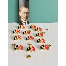 Caca Tasarım Türk Bayrağı ve Atatürk Yaka Rozeti 50 Adet 29 Ekim Cumhuriyet Bayramı Öğretmeler Günü 10 Kasım