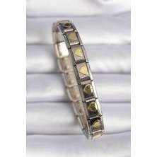 SHC4200 Çelik Gümüş Renk Gold Işleme Nomination Charm Bileklik