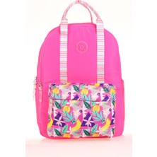  kaukko okul sırt çantası double stripe pink k1762