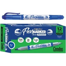 Belirtilmemiş Flexoffice Permanent Marker Kalem Çift Taraflı Mavi Mürekkep Fo-Pm07 (12 Li Paket)