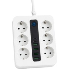 Esranın Dünyası Akıllı Çoklu Priz, 6 Priz + 4 USB Çıkışı