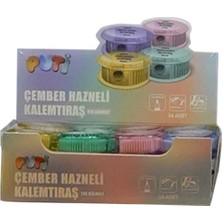 Puti Tek Bölmeli Çember Hazneli Kalemtraş 4 Renk 09797 (36 Lı Paket)