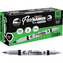 Belirtilmemiş Flexoffice Permanent Marker Kalem Çift Taraflı Siyah Mürekkep Fo-Pm07 (12 Li Paket)