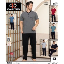 Kapitex 5878 Battal Beden Erkek Kısa Kol Pijama Takım
