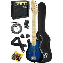 Esranın Dünyası Çocuklar Için Mavi Siyah Amfili Elektro Gitar Seti - 30 Inç