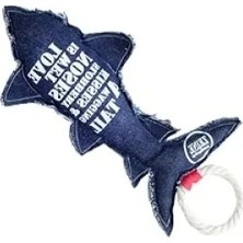 Esranın Dünyası Dayanıklı Köpek Oyuncağı - Köpekbalığı Şeklinde Elyaf Dolgulu Pamuk Halat