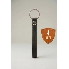 Pepuza 4 Adet Hakiki Deri Anahtarlık Slim Minimalist - Antrasit
