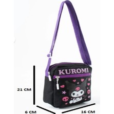 Trg Polo Siyah Kuromi Çocuk Omuz Çantası – 3 Bölmeli – Su Geçirmez Kumaş (21×16×6 Cm)