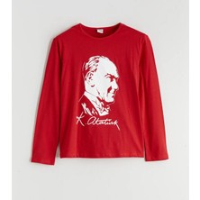 Siyah Uzun Kol Atatürk Baskılı T-Shırt 23 Nisan 19 Mayıs 10 Kasım