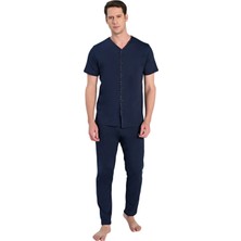 Over Sleep by Poleren Over Sleep 2349 Erkek Önden Düğmeli Büyük Beden Yazlık Takım (L-Xl-2xl-3xl)