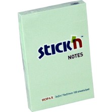  hopax stickn 21147 yapışkanlı not kağıdı 100 yaprak 76x51 mm pastel yeşil (12 koçan)