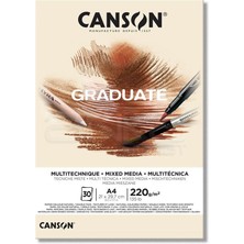 Canson A4 Çizim Bloğu (Çizim Defteri) Graduate Mix Media Natural 30 Yaprak 220 Gram 400110368