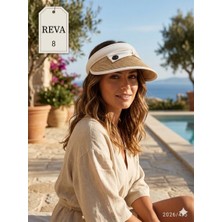 Kadın Bej Hasır Vizör Şapka – Reva 8 Fiyonk Detaylı Geniş Siperlik Yazlık Şapka