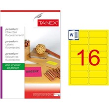  tanex laser etiket 99,1x34 mm flo sarı 100 lü tw-2016