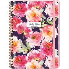 Keskin Color A5 80 Yaprak Çizgili Sert Kapak Spiralli Not Defteri Flowers - Lucy 410271-99