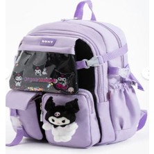 Trg Polo Lila Renk Kuromi Kawaii Kore Tarzı Aksesuarlı Çok Bölmeli Çocuk Okul Çantası