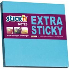  hopax stickn 21673 extra yapışkanlı not kağıdı extra 90 yaprak 76x76 mm neon mavi (12 koçan)