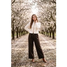 Hies Kadın Double Palazzo Pantolon Kırışmaz Kumaş Köprü Detaylı