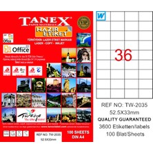 Tanex Tw-2035 Lazer Etiket 52X33 Mm Tw2035Las10100
