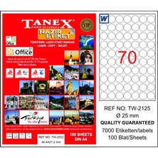 Tanex Tw-2125 Lazer Etiket Yuvarlak 25 Mm Tw2125Las10100
