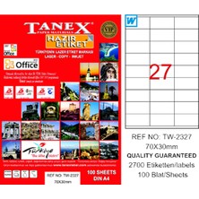  tanex tw-2327 lazer etiket 70x30 mm tw2327las10100
