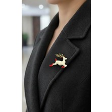 Efeaks Koşan Ren Geyiği Broş - Yılbaşı Kış Şıklığınızı Tamamlayın!