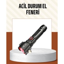 Hayat Store Çekiçli Pusulalı Acil Durum Feneri USB Şarjlı Çok Fonksiyonlu - Lisinya