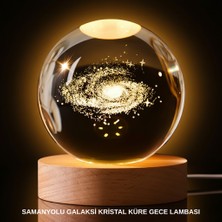 Hayat Store 3D Samanyolu Galaksi Kristal Küre USB LED Işıklı Ahşap Standlı Gece Lambası - Lisinya