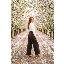 Hies Kadın Double Palazzo Pantolon Kırışmaz Kumaş Köprü Detaylı